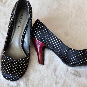 Madden girl black red polka dot heels pump size 10 Super Cute